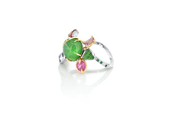 bague savane or 18k, pierres précieuses 7