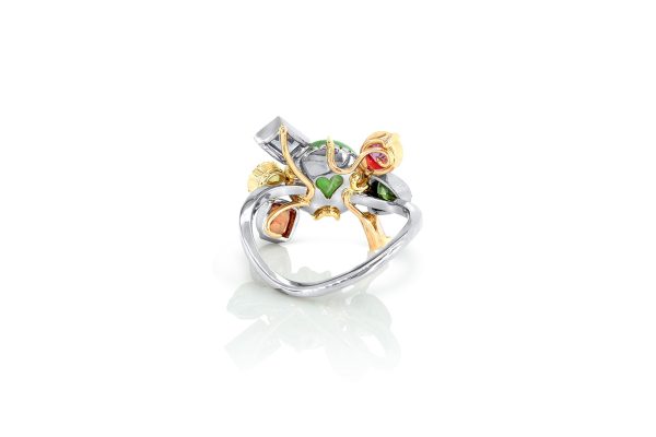 bague savane or 18k, pierres précieuses 5