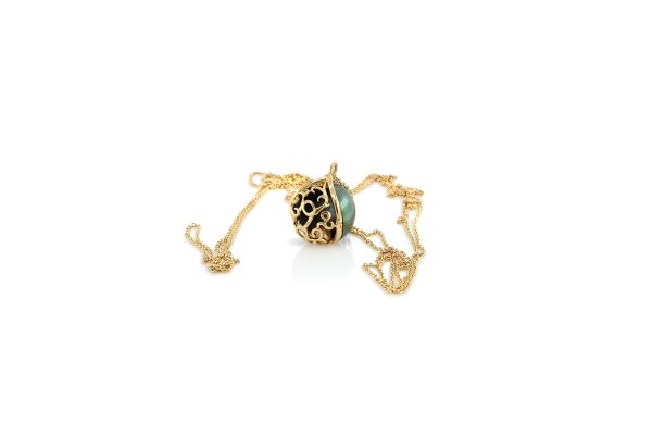 pendentif bola, or jaune et perle 3