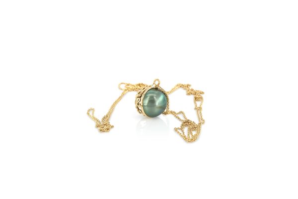 pendentif bola, or jaune et perle 2