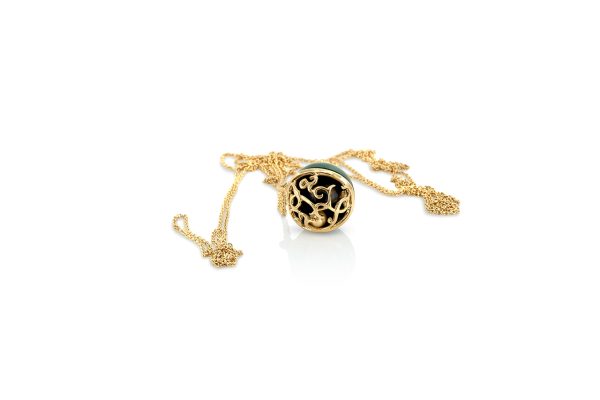 pendentif bola, or jaune et perle 1