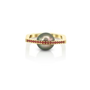bague bell, or jaune, rubis et perle 2
