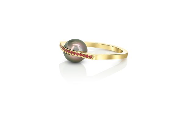 bague bell, or jaune, rubis et perle 1