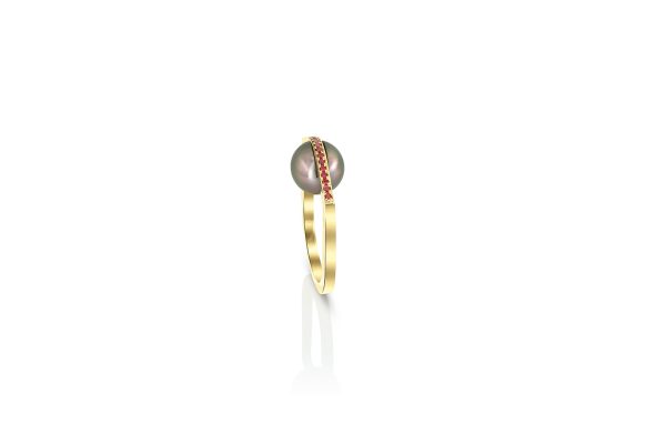 bague bell, or jaune, rubis et perle 4