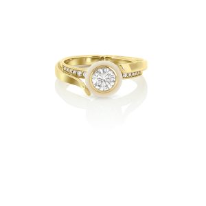 solitaire Ruban croisé en or jaune et perle blanche 5