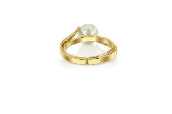 solitaire Ruban croisé en or jaune et perle blanche 3